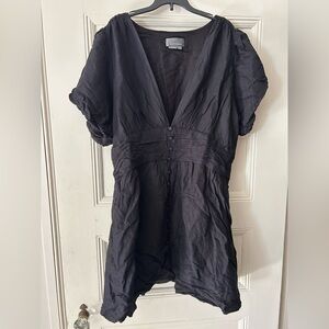Anthropologie Black Mini Dress with Button Front